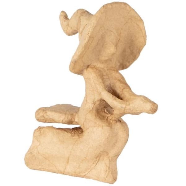 Häxa på papper maché kvast - 13 x 11 x 4 cm
