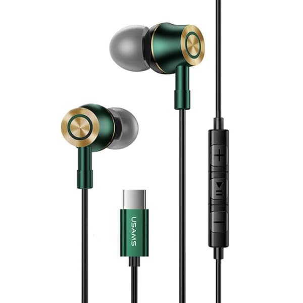 In-Ear hörlurar - Usams - EP-43 - Typ-C - Svettresistenta - Mörkgrön