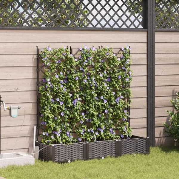 Blomlådor med bevattningssystem 3 st Brun