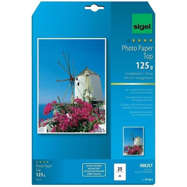 Sigel TOP fotopapper - DIN A4 - 125 gm² - högblank - 25 ark