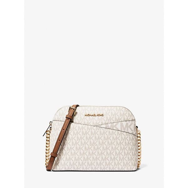 Axelremsväska - Michael Kors - Jet Set Travel Logo Dome - Medium - Vanilj