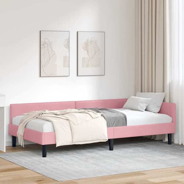 vidaXL Hörnsäng Rosa 90 cm x 190 cm Sammet 42016147