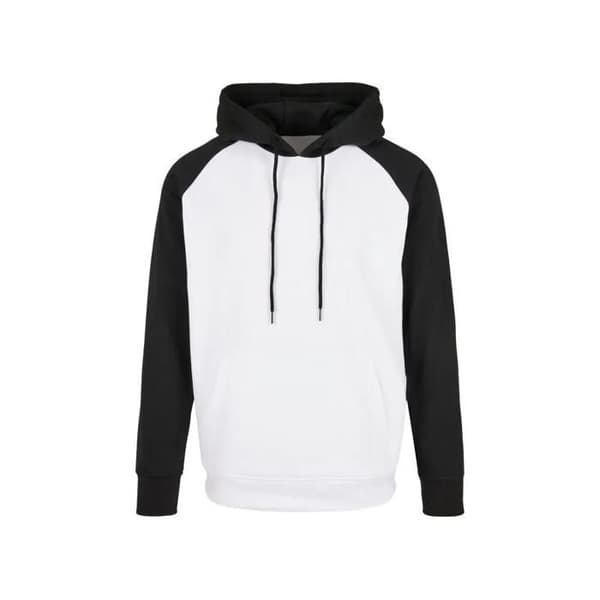 Huvtröja Build Your Brand Raglan Basic - vit/svart