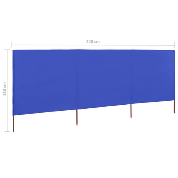 vidaXL 3 Panel Rumsavdelare Tyg 400x80 cm Azurblå