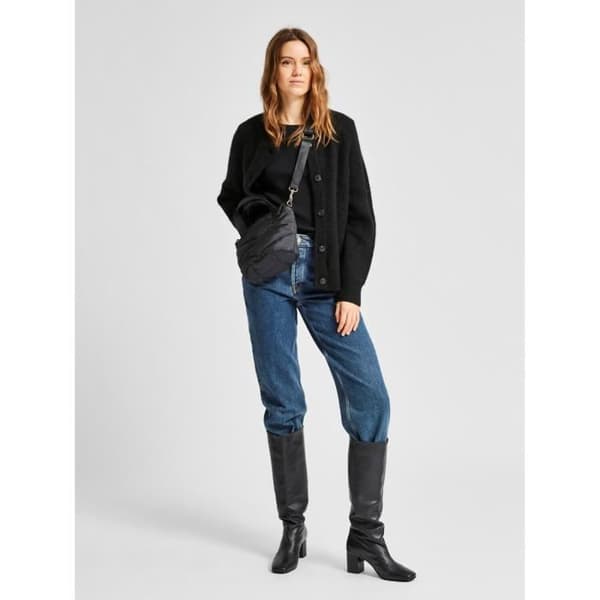 Selected Lulu stickad damkofta - svart - XS
