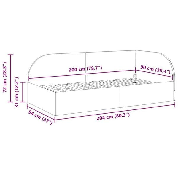 vidaXL Hörnsängram Mörkgrå 90 cm x 200 cm Sammet 42016647