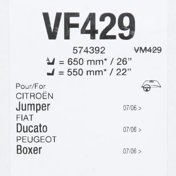 Valeo 2 Vindrutetorkarblad Flat Blade VM429 Fram