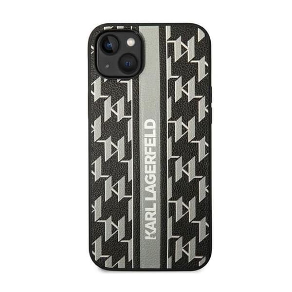 Mobilskal - KARL LAGERFELD - Monogram Stripe - iPhone 14 Plus - Grå - Mjuk