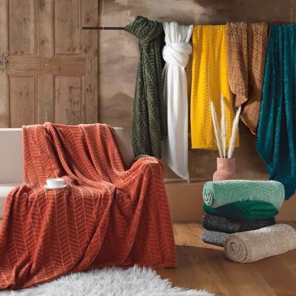Rutig flanell enhet "Arya" 180x220cm Blå