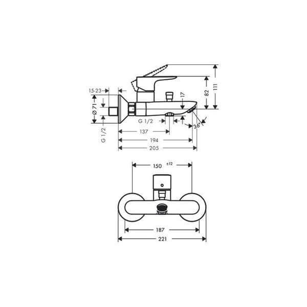 HANSGROHE Talis E bad/duschblandare borstad brons - 71740140