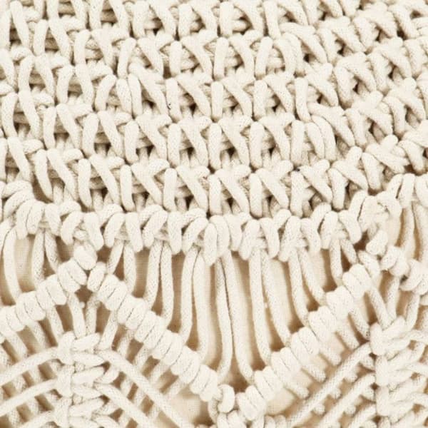 Handgjord makramépuff - VIDAXL - Contemporary - Beige - Inomhus