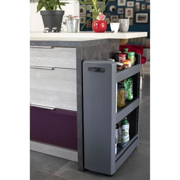 Mobilo Serving Unit - 3 modulära förvaringshyllor - Multidirectional hjul - 60 x 22 x 79 cm - Antracitgrå - EDA