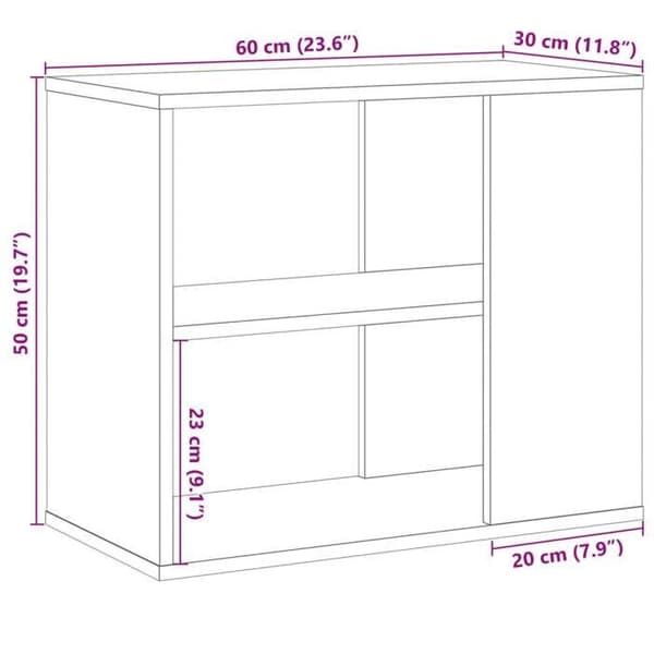 vidaXL Sidoverkskåp gammalt trä 60x30x50 cm ingenjörsträ 856492