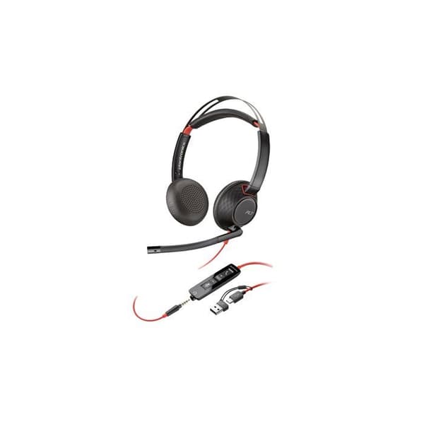 HP Poly Blackwire 5220 Stereo USB-C-headset +3,5 mm kontakt +USB-C/A-adapter