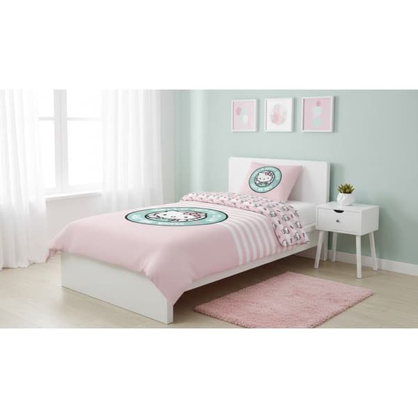 Sängset - REA PÅ TEXTIL - Hello Kitty - 140x200 cm - Vändbar - Polycotton