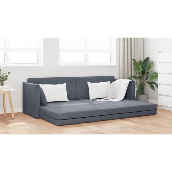 Soffa Säng 2 i 1 Mörkgrå 213x144x60 cm Sammet