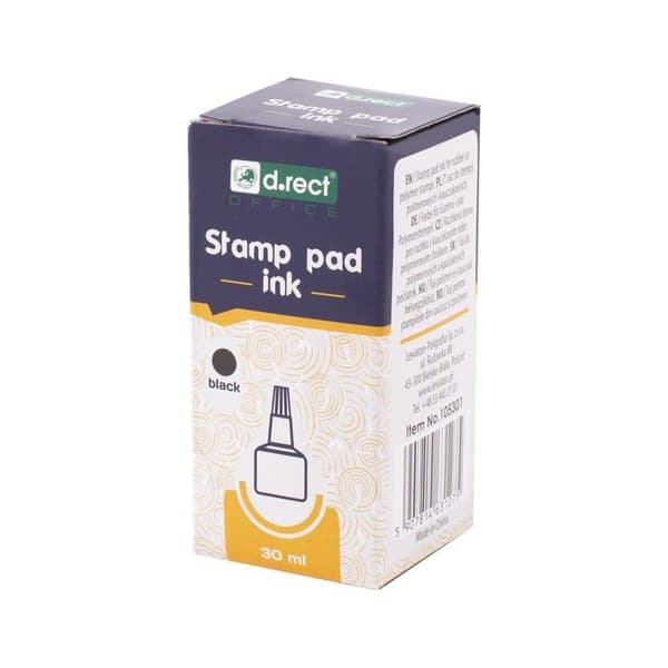 Professionell stämpeldyna - D.RECT - 105301 - Svart - 30 ml - Snabbtorkande