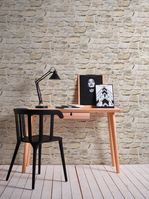 Non-woven tapet - A.S. Création - Elements II - Stenimitasjon - Beige - 53 cm x 1005 cm