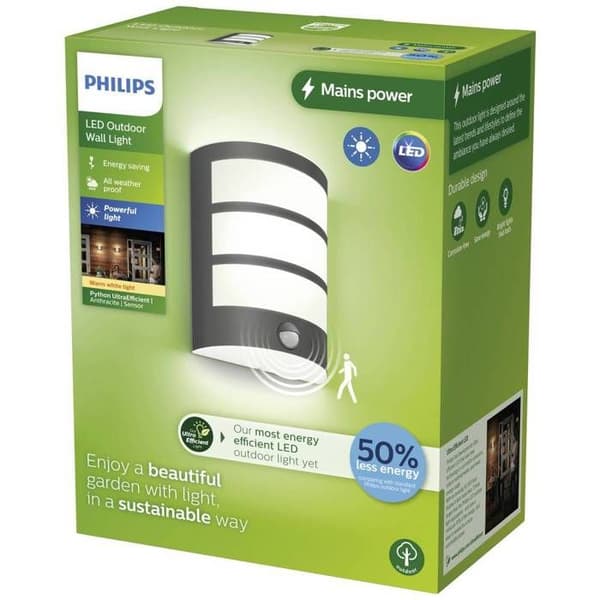 Philips LED Python 8720169269194 Utomhus LED-applikation med rörelsesensor LED 3.8 W antracitgrå