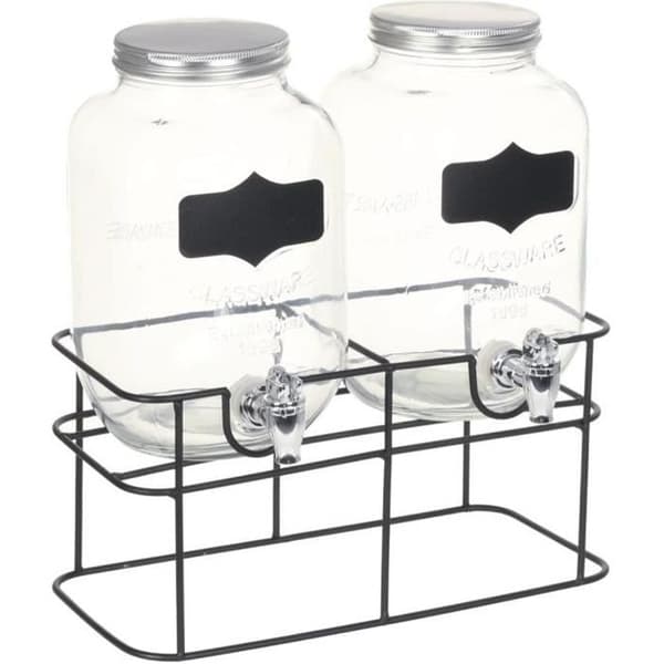 vidaXL 2 st Dryckesdistributörer med stativ 2 x 4 L Glas