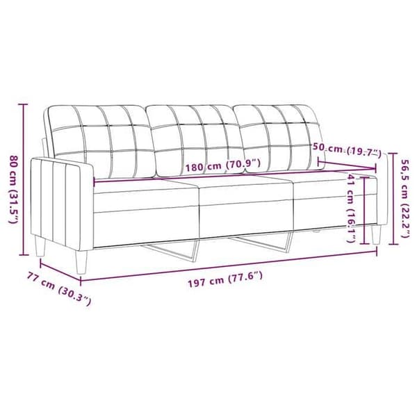 vidaXL Soffa 3-sits Blå 180 cm Sammet 4007643