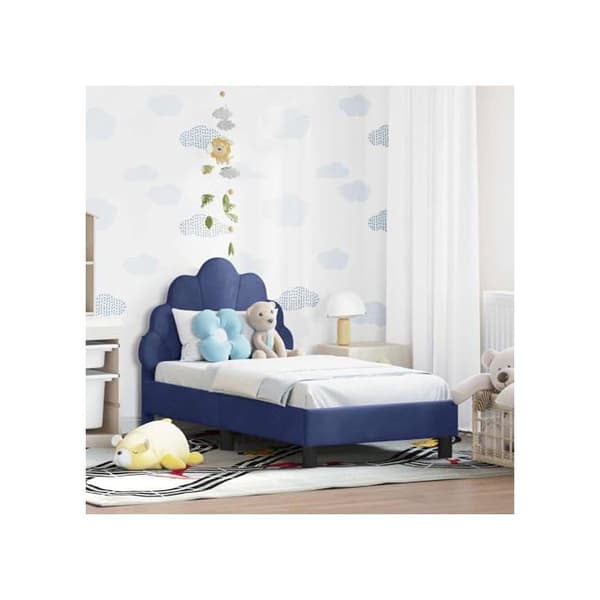 Moderna barnsängram - vidaXL - Polisbla - Sammet - 80x200 cm - Förvaringsfickor - Lattsängram