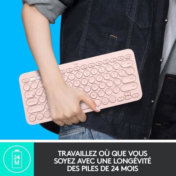 Tangentbord - Trådlöst - Logitech - K380 - AZERTY - Rosa
