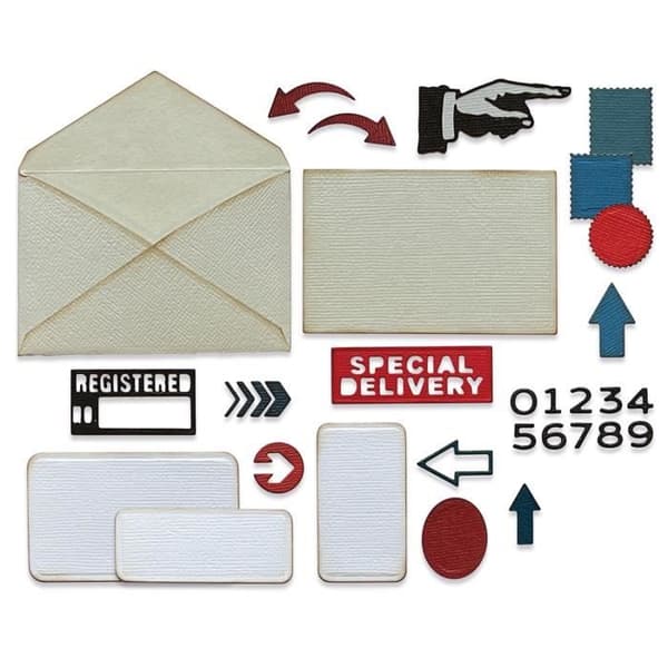 Sizzix Thinlits «Postale by Tim Holtz» — Stämplingsmall 48 delar