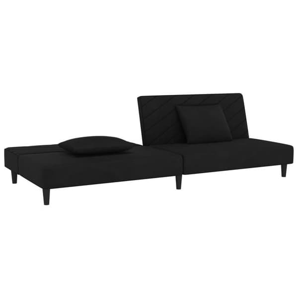 vidaXL 2-sits bäddsoffa med två kuddar Svart sammet 375915