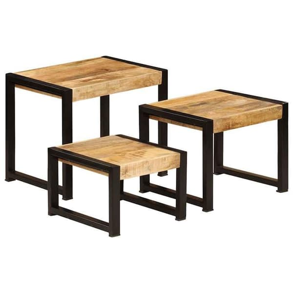 vidaXL Gigognetabeller 3 st Solid mangoträ 247404