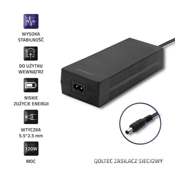 Kontorsmatning - QOLTEC - 120W - 24V - 5A - Mångsidig
