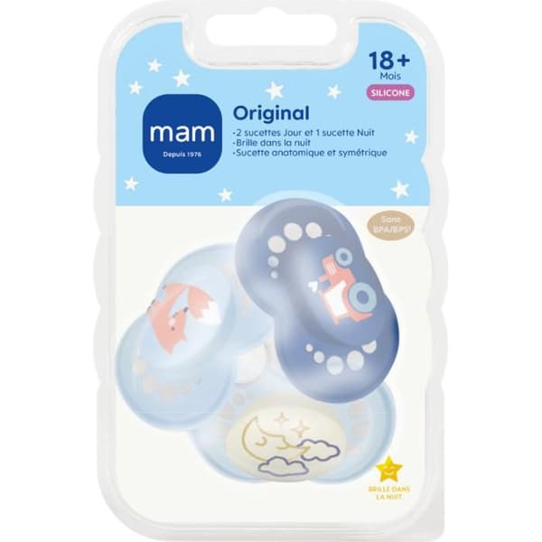MAM Original Silikon 18 Månader+ – Anatomiska Nappar Dag & Natt x3