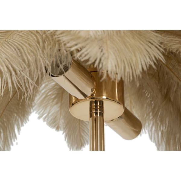 Bordslampa Imiterad Fjäder "Palm" 60cm Guld & Kamel