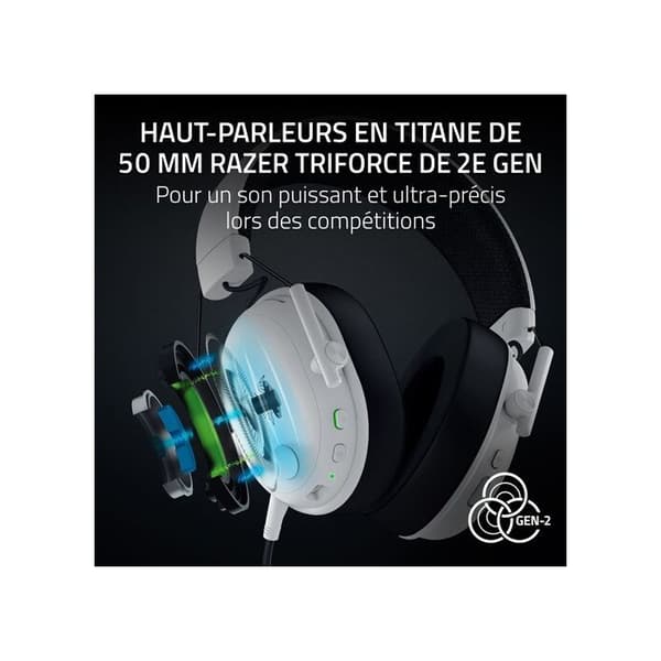 Razer BlackShark V3 White PC-hörlurar - Trådlös e-sport