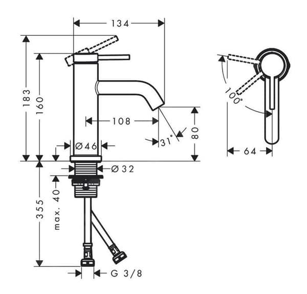 Handfatblandare - HANSGROHE - Tecturis S - CoolStart - EcoSmart - Krom 73301000