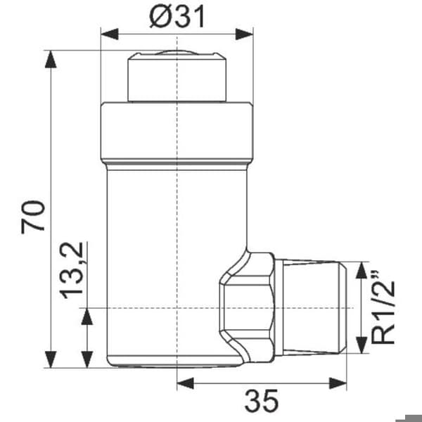 Flamco flexcon Flottörventil utan avstängningsventil FLEXVENT H-W 15x21 diameter 51mm vit Ref 27711