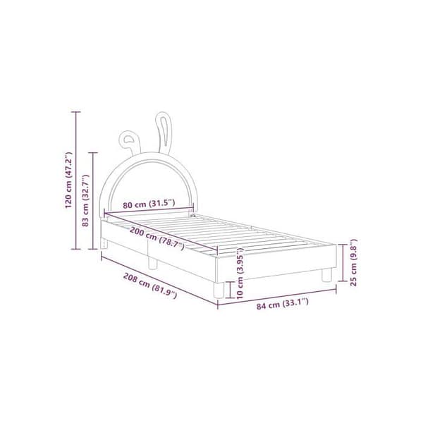 Barnsängram - vidaXL - Rosa - 80x200 cm - PU - Förvaringsfickor - Lätt montering