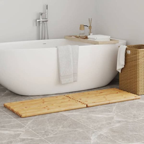 Badrumsmatta 2 st 70x50 cm bambu