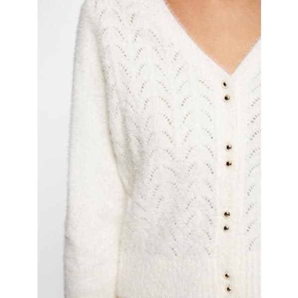 Pull Femme - MORGAN - Mlilo - Écru - Långa ärmar - V-ringning - Gulddetaljer