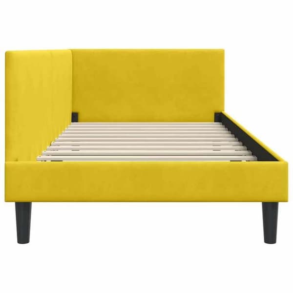 vidaXL Vinkel sängram Gul 90 cm x 200 cm Sammet 42016232