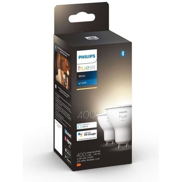 PHILIPS Hue White Smart LED-lampor GU10 - Bluetooth-kompatibel - Paket med 2