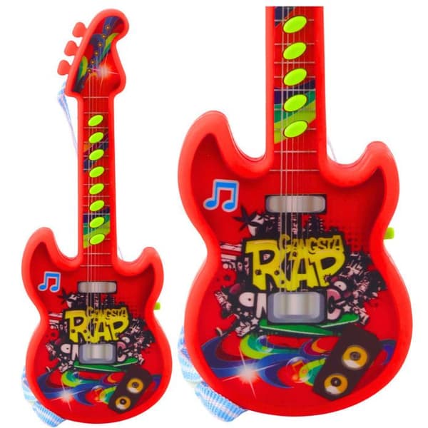 Barn leksak elgitarr 29 cm röd - melodier och knappar för solmisation