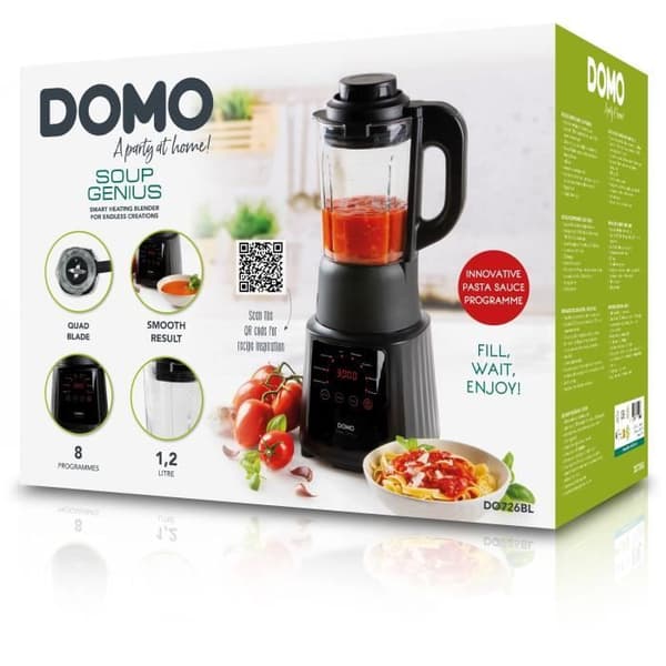Multifunktionsuppvärmd mixer - DOMO - DO726BL - 900 W - 1,2 L - 8 program - LED-display - Svart