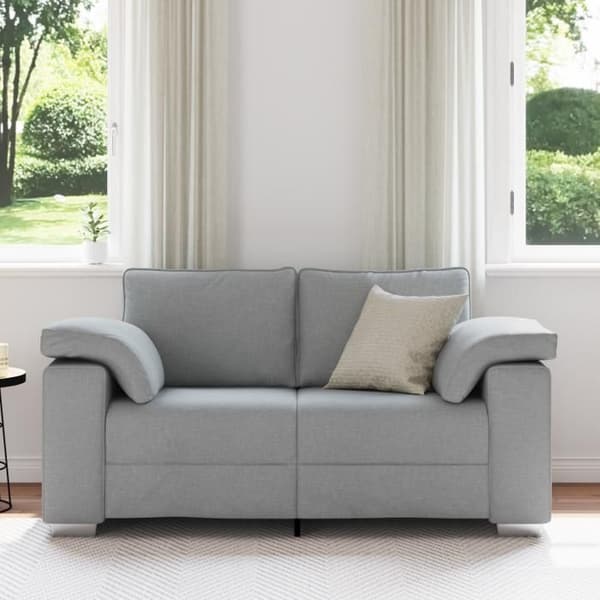 grå ljus 120 cm tyg loveseat