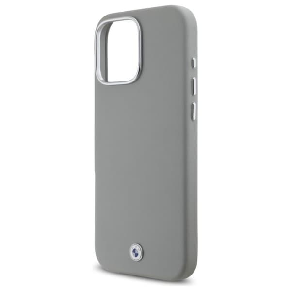 Telefonfodral - BMW - iPhone 16 Pro Max - Läder och metall - Grå - MagSafe