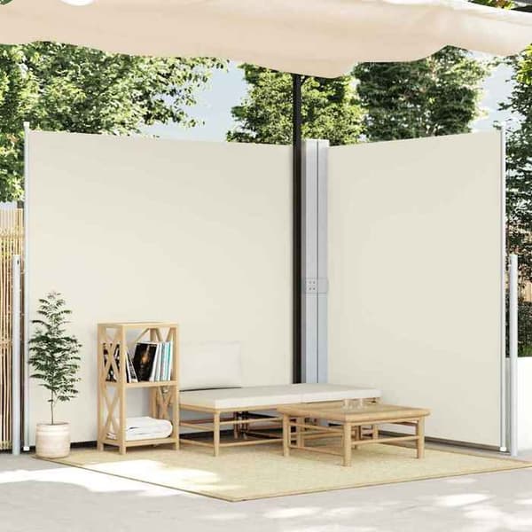 vidaXL Dubbel Infällbar Uteplats Sidomarkis 170x600 cm Kräm