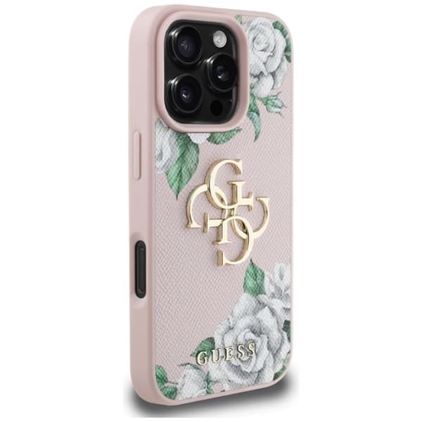 Coque Guess Hardcase 4G Grained Roses Big Logo för iPhone 16 Pro Max - Rosa