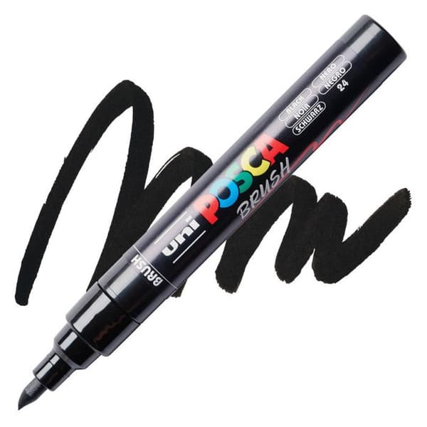 POSCA-markör - Svart - Borstspets - PC5BR - Alla ytor