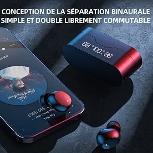 VALORCASA Trådlösa Bluetooth-hörlurar True Wireless IPX7 - Bluetooth 5.2, Bullerdämpning, 35h, USB-C