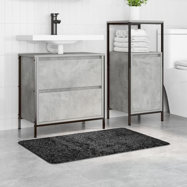 Rektangulär Badmatta Grå Mörk 60x90 cm Polypropen Antimikroslipande